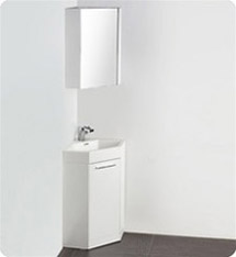 Fresca - Coda 18" - Corner Bathroom Vanity w/ Medicine Cabinet - FVN5084WH