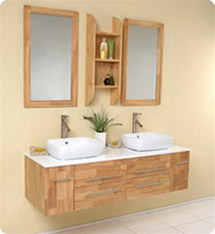 Fresca - Bellezza - (Natural Wood) Bathroom Vanity w/ Solid Oak Wood and White Ceramic Sinks - FVN6119NW