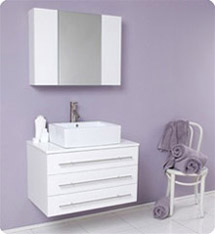Fresca - Modello - (White) Bathroom Vanity w/ White Ceramic Sink and Medicine Cabinet - FVN6183WH