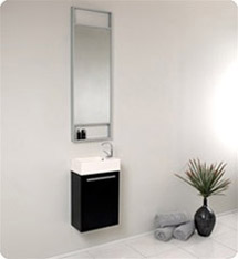 Fresca - Pulito - (Black) Small Bathroom Vanity w/ Tall Mirror - FVN8002BW