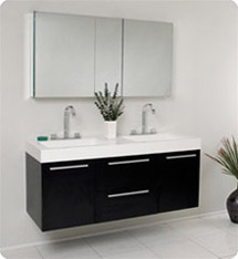Fresca - Opulento - (Black) Double Sink Bathroom Vanity w/ Large Medicine Cabinet - FVN8013BW