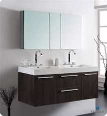 Fresca - Opulento - (Grey Oak) Double Sink Bathroom Vanity w/ Large Medicine Cabinet - FVN8013GO