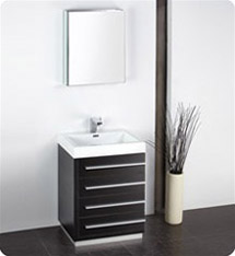 Fresca - Livello 24" - (Black) Bathroom Vanity w/ Modern Faucet and Medicine Cabinet - FVN8024BW