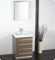 Fresca - Livello 24" - (Gray Oak) Bathroom Vanity w/ Modern Faucet and Medicine Cabinet - FVN8024GO