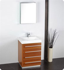 Fresca - Livello 24" - (Teak) Bathroom Vanity w/ Modern Faucet and Medicine Cabinet - FVN8024TK