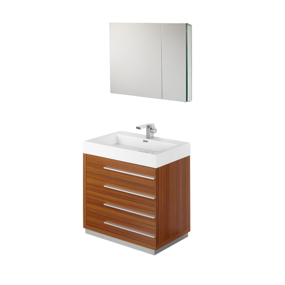 Fresca Livello 30" Teak Modern Bathroom Vanity w/ Medicine