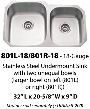 801L-18 18 gauge stainless Sink