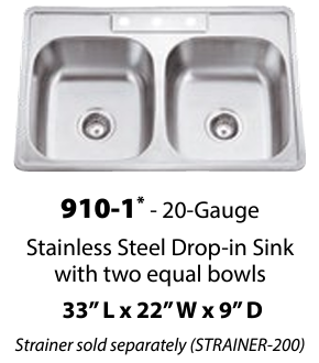 910-1 20 gauge stainless sink