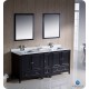 Fresca Oxford 72" Espresso Traditional Double Sink Bathroom Vanity w/ Side Cabinet