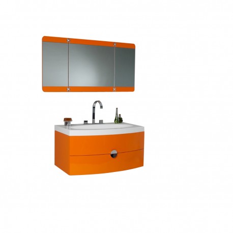 Fresca Energia Orange Modern Bathroom Vanity w/ Three Panel Folding Mirror