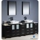 Fresca Torino 84" Espresso Modern Double Sink Bathroom Vanity w/ 3 Side Cabinets & Vessel Sinks