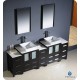 Fresca Torino 84" Espresso Modern Double Sink Bathroom Vanity w/ 3 Side Cabinets & Vessel Sinks