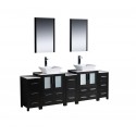 Fresca Torino 84" Espresso Modern Double Sink Bathroom Vanity w/ 3 Side Cabinets & Vessel Sinks