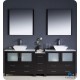 Fresca Torino 84" Espresso Modern Double Sink Bathroom Vanity w/ Side Cabinet & Vessel Sinks