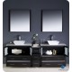 Fresca Torino 84" Espresso Modern Double Sink Bathroom Vanity w/ Side Cabinet & Vessel Sinks