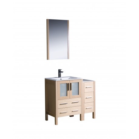 Fresca Torino 36" Light Oak Modern Bathroom Vanity w/ Side Cabinet & Integrated Sink