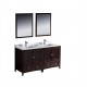 Fresca Oxford 60" Mahogany Traditional Double Sink Bathroom Vanity