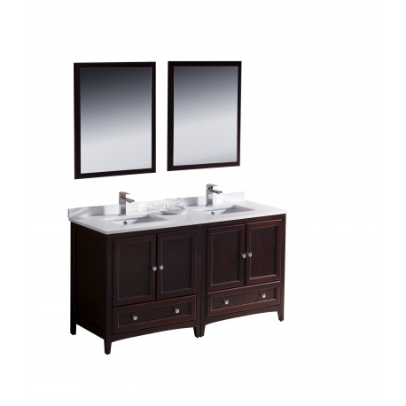 Fresca Oxford 60" Mahogany Traditional Double Sink Bathroom Vanity