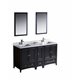 Fresca Oxford 60" Espresso Traditional Double Sink Bathroom Vanity w/ Side Cabinet