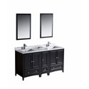 Fresca Oxford 60" Espresso Traditional Double Sink Bathroom Vanity w/ Side Cabinet