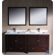 Fresca Oxford 72" Mahogany Traditional Double Sink Bathroom Vanity