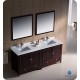 Fresca Oxford 72" Mahogany Traditional Double Sink Bathroom Vanity