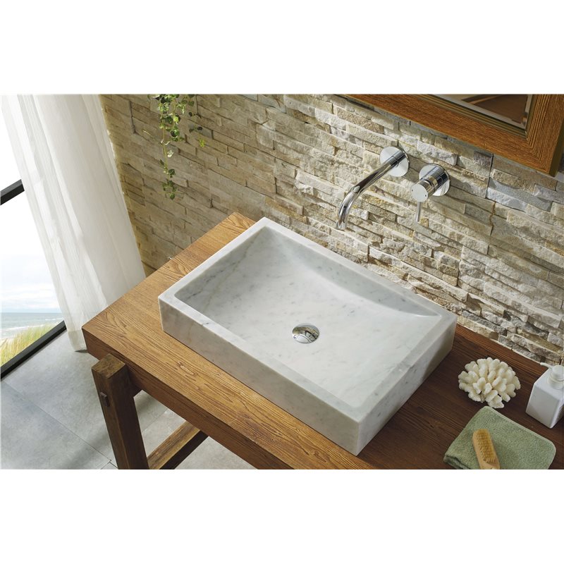 Virtu USA Eros Bathroom Vessel Sink in Bianco Carrara Marble