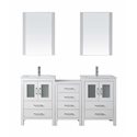 Dior 66" Double Bathroom Vanity Cabinet Set in White