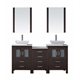 Dior 66" Double Bathroom Vanity Cabinet Set in Espresso