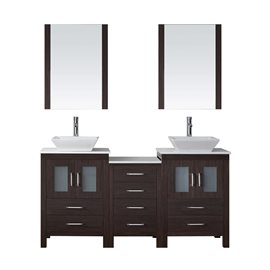 Dior 66" Double Bathroom Vanity Cabinet Set in Espresso