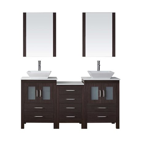 Dior 66" Double Bathroom Vanity Cabinet Set in Espresso