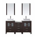 Dior 66" Double Bathroom Vanity Cabinet Set in Espresso