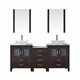 Dior 66" Double Bathroom Vanity Cabinet Set in Espresso