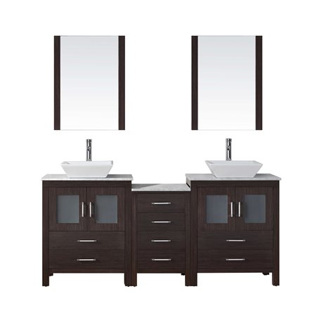 Dior 66" Double Bathroom Vanity Cabinet Set in Espresso