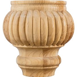 Reeded Turned Bun Foot (furniture or cabinet leg). 4-1/2" x 