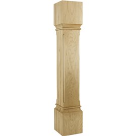 6" Square x 35-1/2" Fluted Corner Modern Wood Post 