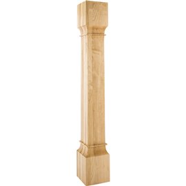 6" Square x 42" Modern Wood Post Species: White Birch 