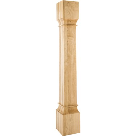 6" Square x 42" Modern Wood Post Species: White Birch 