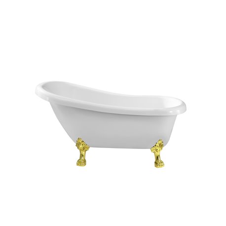 61" Soaking Clawfoot Tub With Internal Drain