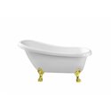 61" Soaking Clawfoot Tub With Internal Drain