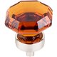 Wine Octagon Crystal Knob 1 3/8" w/ Brushed Satin Nickel Base