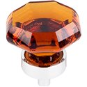 Wine Octagon Crystal Knob 1 3/8" w/ Polished Chrome Base