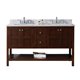 Winterfell 60" Double Bathroom Vanity in Cherry with Marble Top and Square Sink 