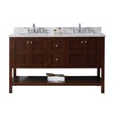 Winterfell 60" Double Bathroom Vanity in Cherry with Marble Top and Square Sink 