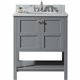 Winterfell 30" Single Bathroom Vanity in Grey with Marble Top and Round Sink with Mirror