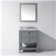 Winterfell 30" Single Bathroom Vanity in Grey with Marble Top and Round Sink with Mirror