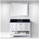 Winterfell 48" Single Bathroom Vanity in White with Black Galaxy Granite Top and Square Sink with Mirror