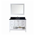 Winterfell 48" Single Bathroom Vanity in White with Black Galaxy Granite Top and Square Sink with Mirror