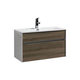 Fitto 32" Havana Oak Wall Mount Modern Bathroom Vanity