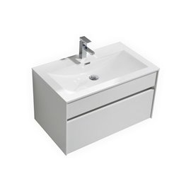 Fitto 32" High Gloss White Wall Mount Modern Bathroom Vanity